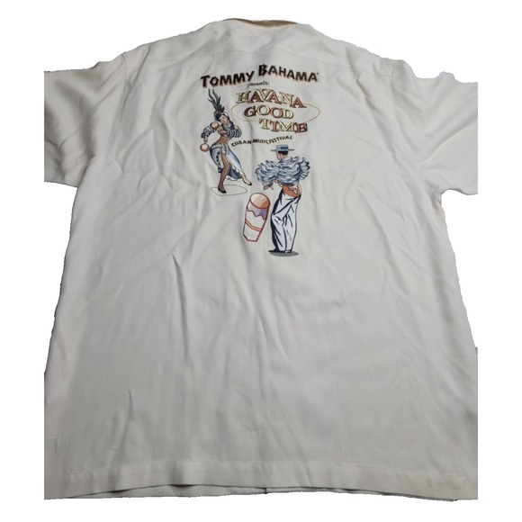 Tommy Bahama Embroidered HAVANA GOOD TIME CUBAN MUSIC FESTIVAL Silk Shirt Size L - Picture 1 of 6